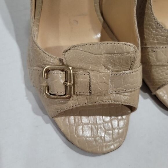 Talbots Croc Embossed Leather Pep Toe Heels Size 8.5 B - Picture 6 of 13